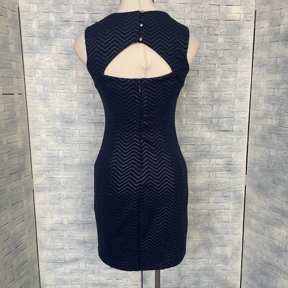 Guess‎ Navy Blue Chevron Cutout Sheath Dress Womens 0 Cocktail Party Evening - Picture 3 of 10